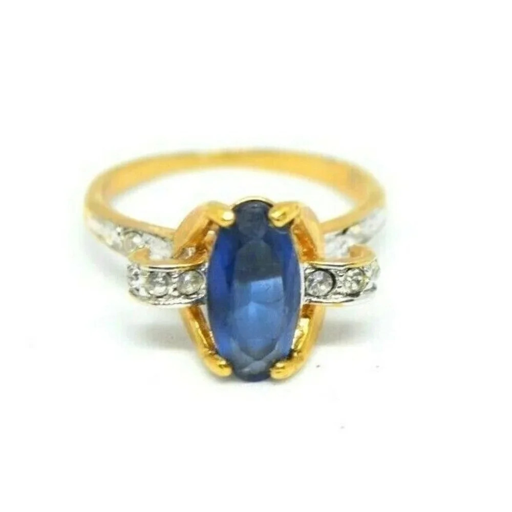 Ana BeKoach 18kt Gold Filled Blue Clear Glass